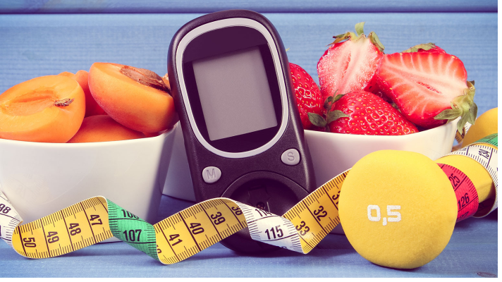 glucometer fruit bowls measuring tape